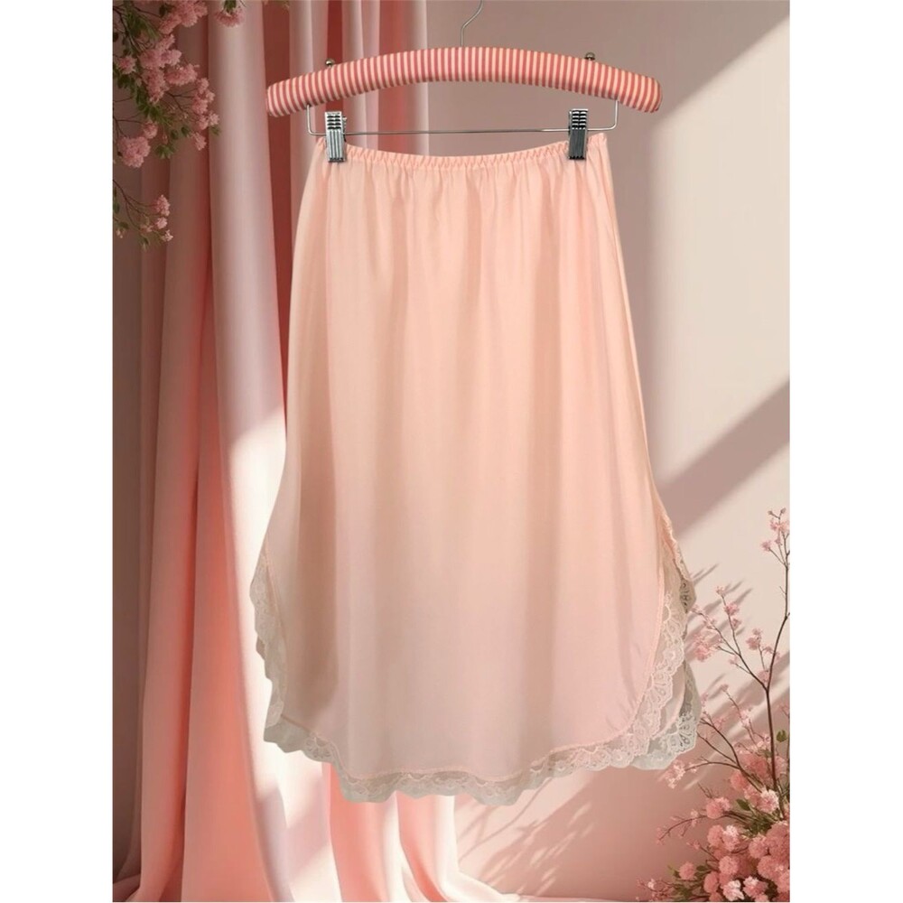 VTG Barbizon Pink Lace Half Slip Size M